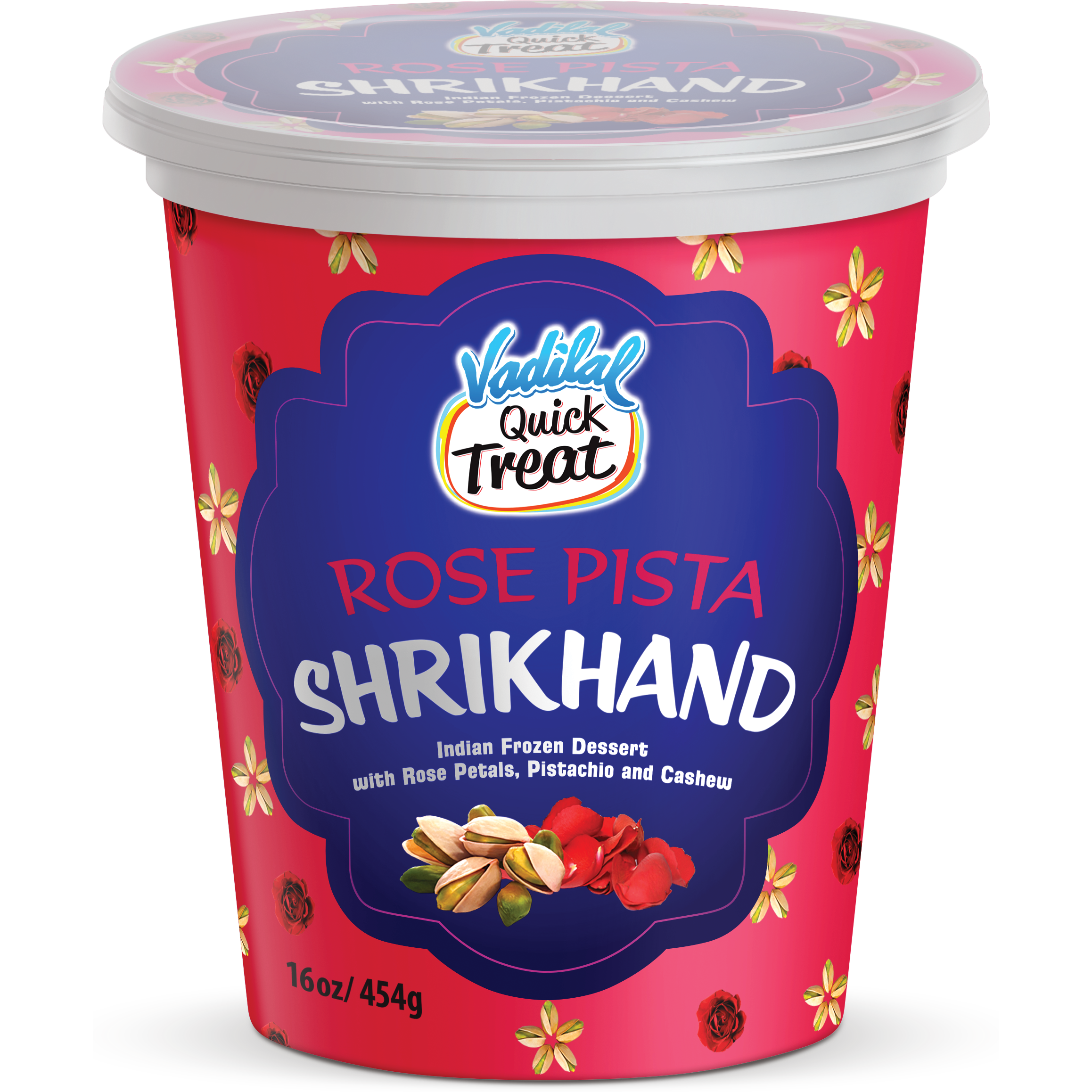Vadilal Quick Treat  Rose Pista Shrikhand - 16 Oz (454 Gm)