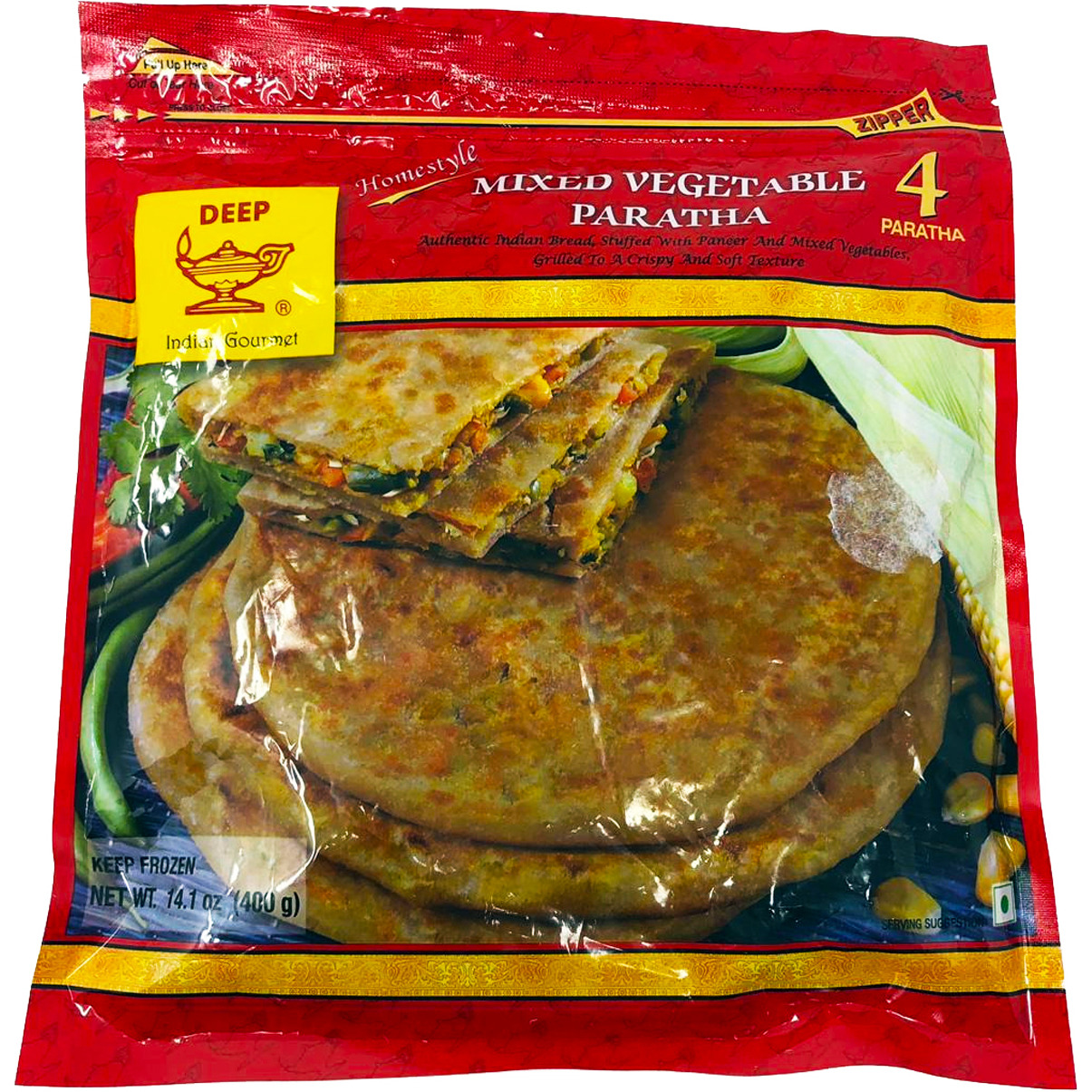 Deep Mixed Vegetable Paratha 4 Pc - 14.1 Oz