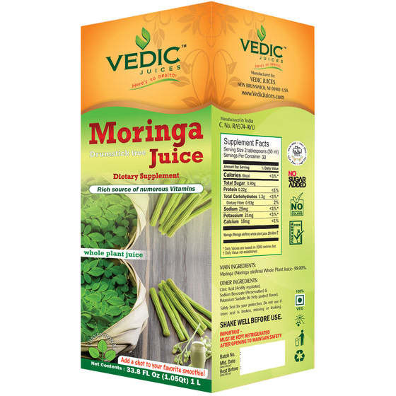 Case of 12 - Vedic Moringa Juice - 1 L (33.8 Fl Oz)
