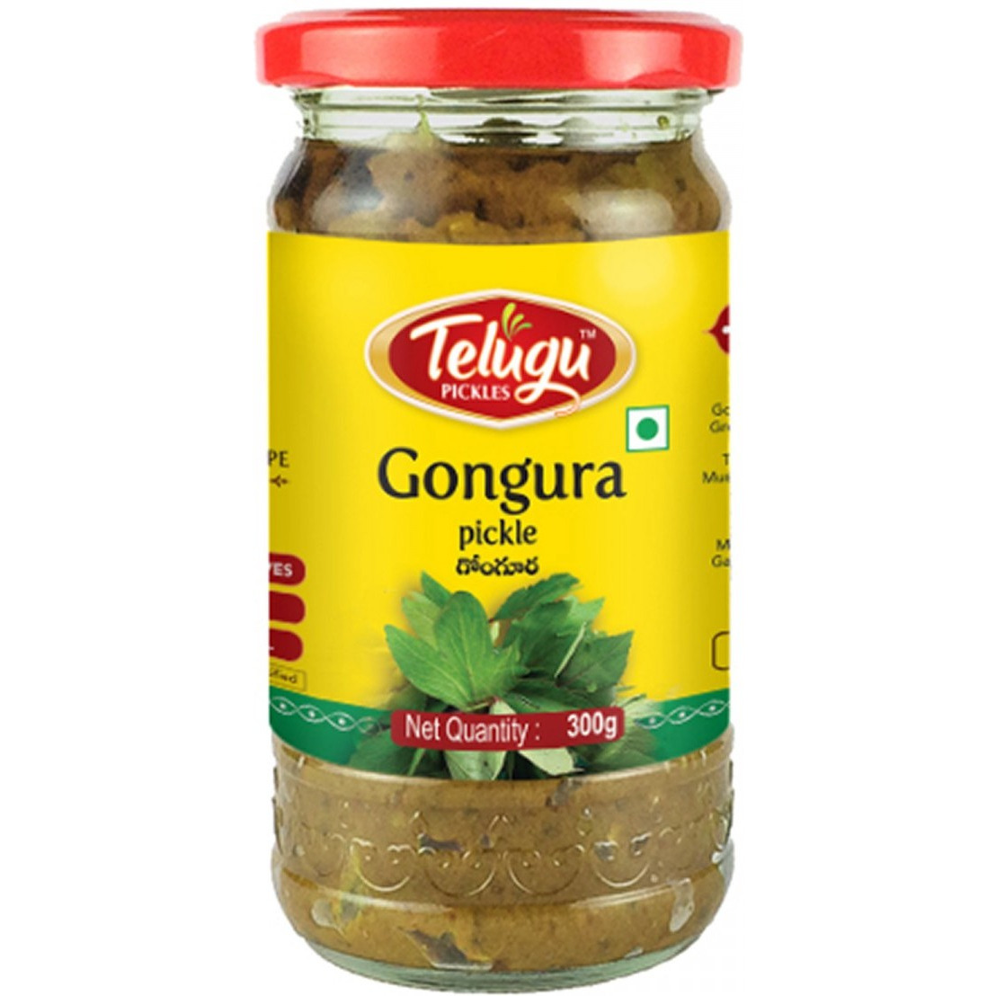 Telugu Gongura Pickle Without Garlic - 300 Gm (10.58Oz)