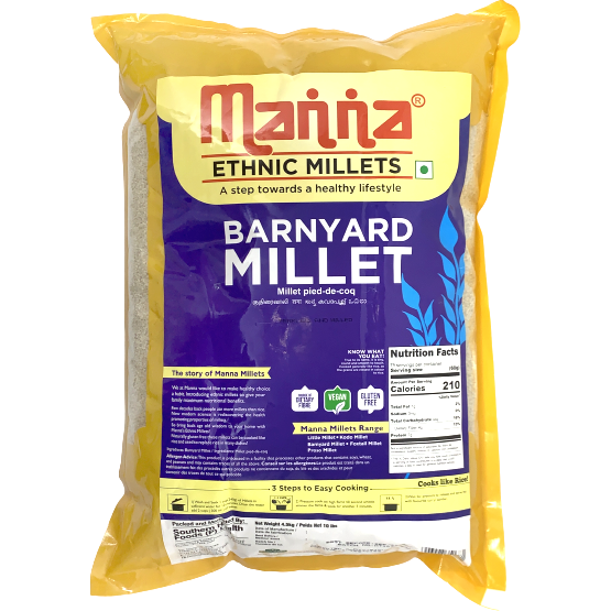 Manna Pearled Unpolished Barnyard Millet - 10 Lb (4.5 Kg)
