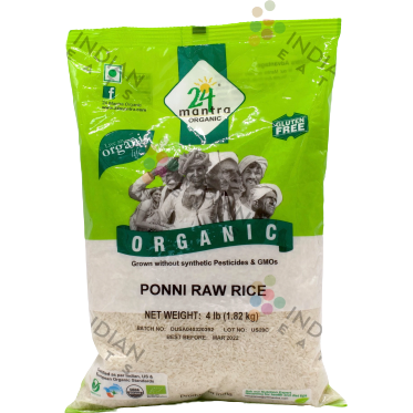 24 Mantra Organic Ponni Raw Rice - 4 Lb (1.82 Kg)
