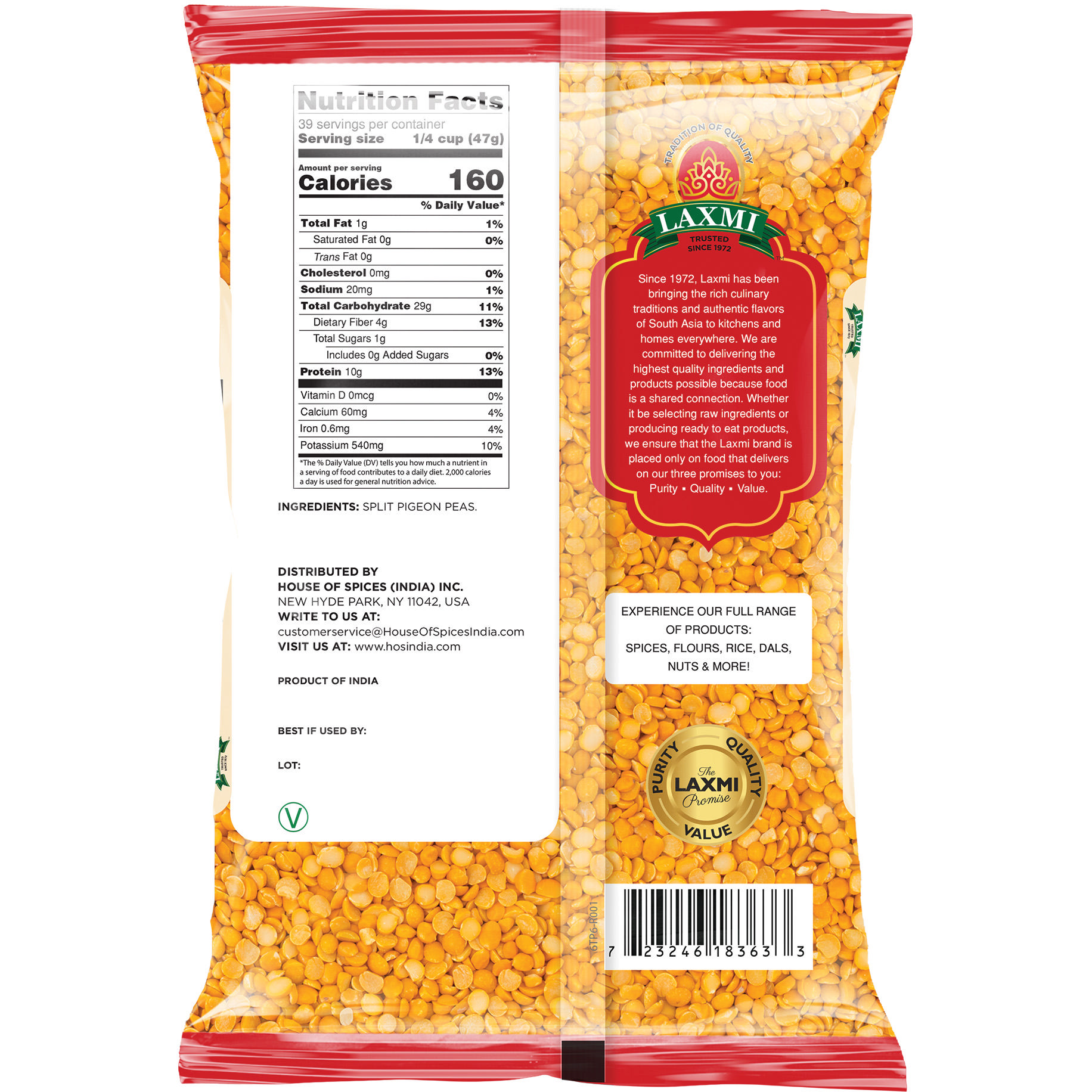 Laxmi Toor Dal - 4 Lb (1.81 Kg)