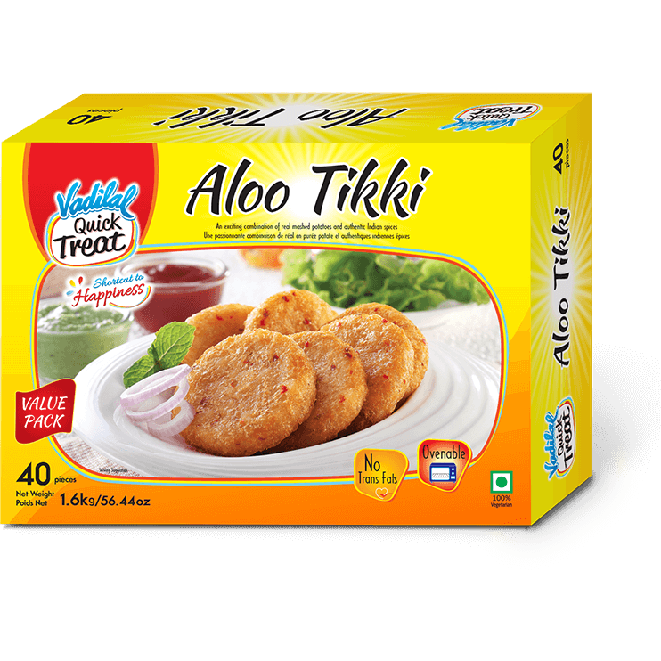 Vadilal Quick Treat Aloo Tikki 40 Pc - 56.44 Oz (1.6 Kg)