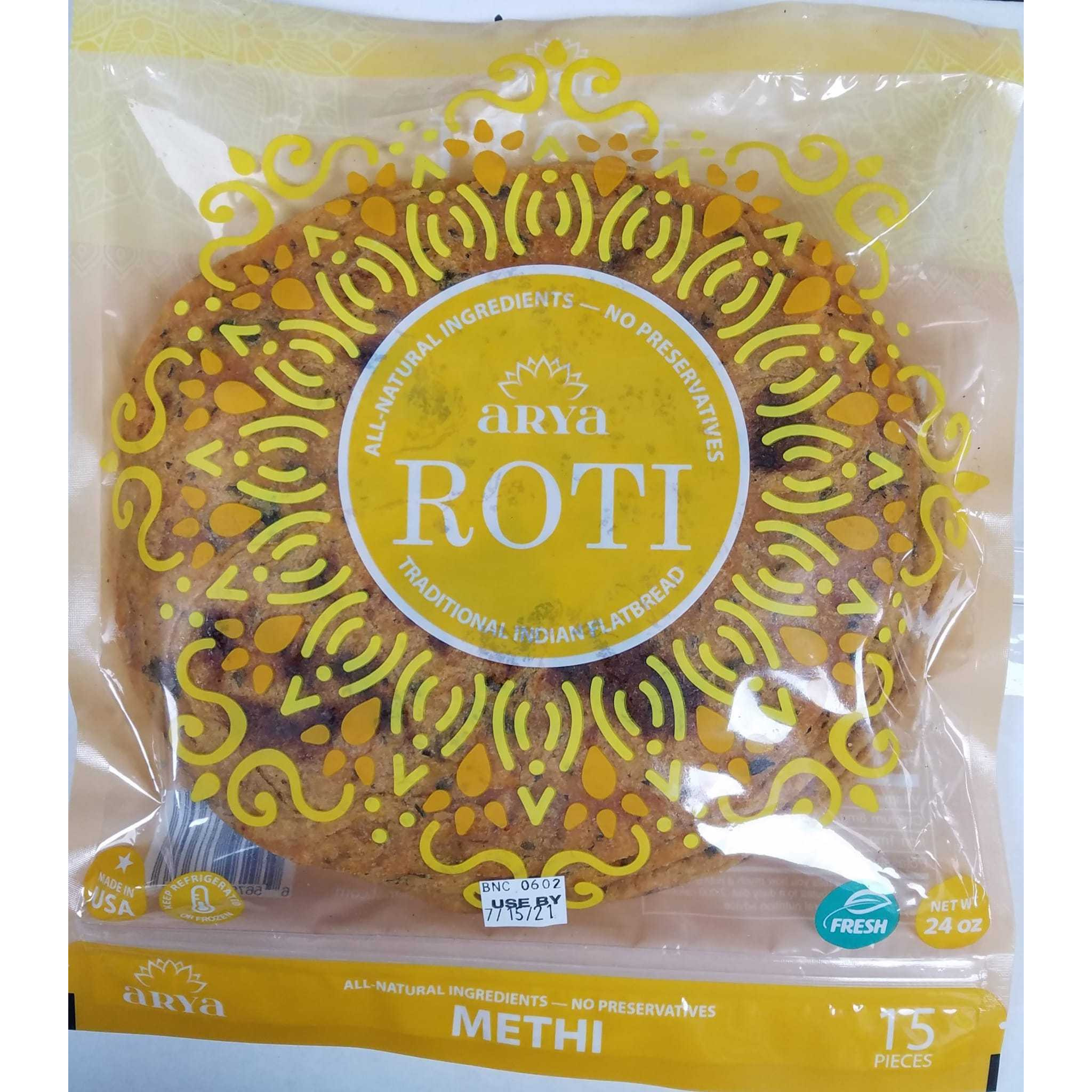 Arya Methi Roti 15 Pc - 24 Oz