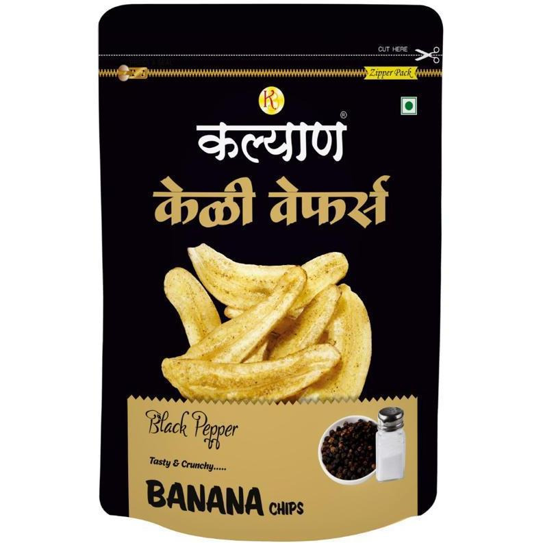 Kalyan Banana Chips Black Pepper - 200 Gm (7 Oz) [FS]