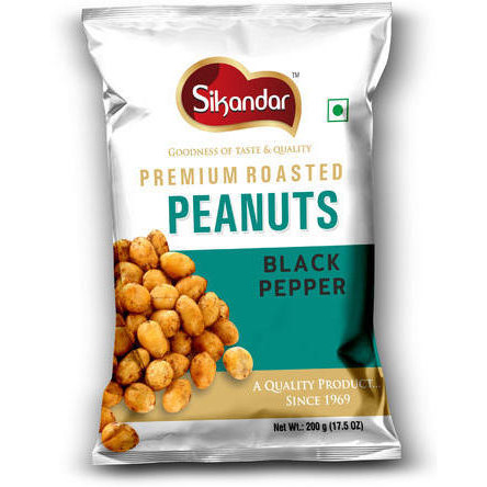 Sikandar Premium Roasted Peanuts Black Pepper - 5 Oz (148 Ml) [FS]