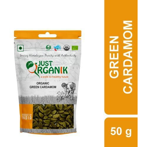 Just Organik Organic Green Cardamom - 50 Gm (1.75 Oz)