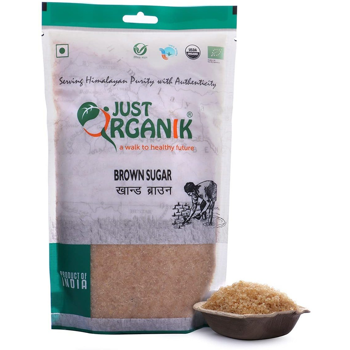 Just Organik Organic  Sugar Brown - 2Lb (908G)