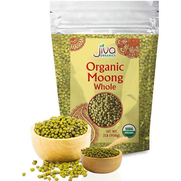 Case of 12 - Jiva Organics Organic Moong Whole - 2 Lb (908 Gm)