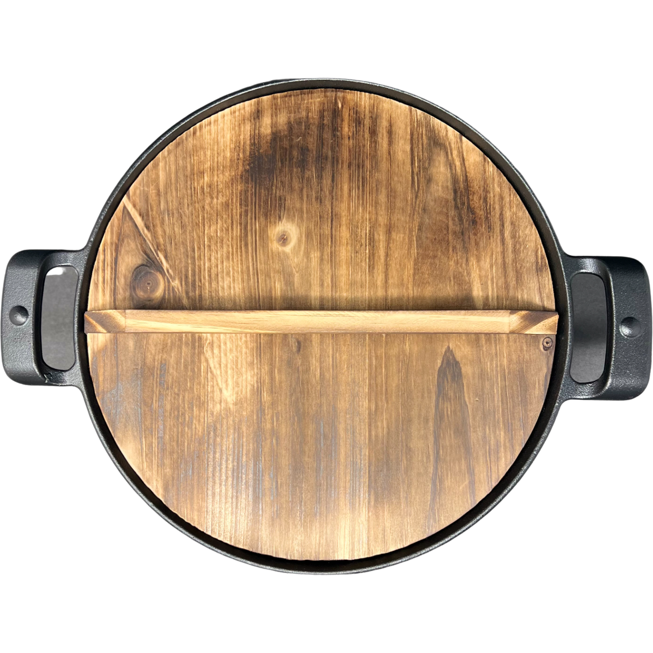 Cast Iron Wok With Wooden Lid - 13.25 In