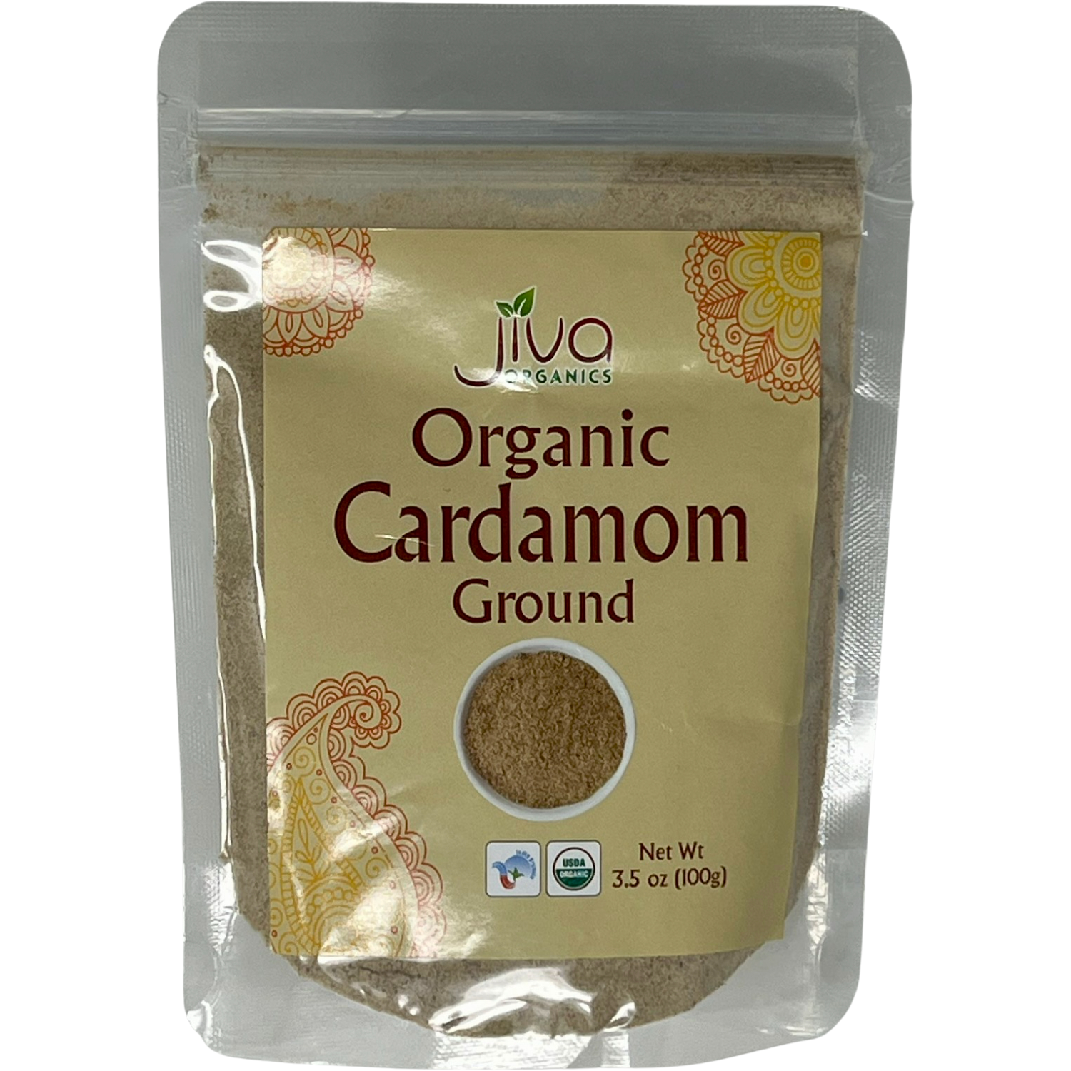 Case of 24 - Jiva Organics Organic Cardamom Ground - 100 Gm (3.5 Oz) [50% Off]