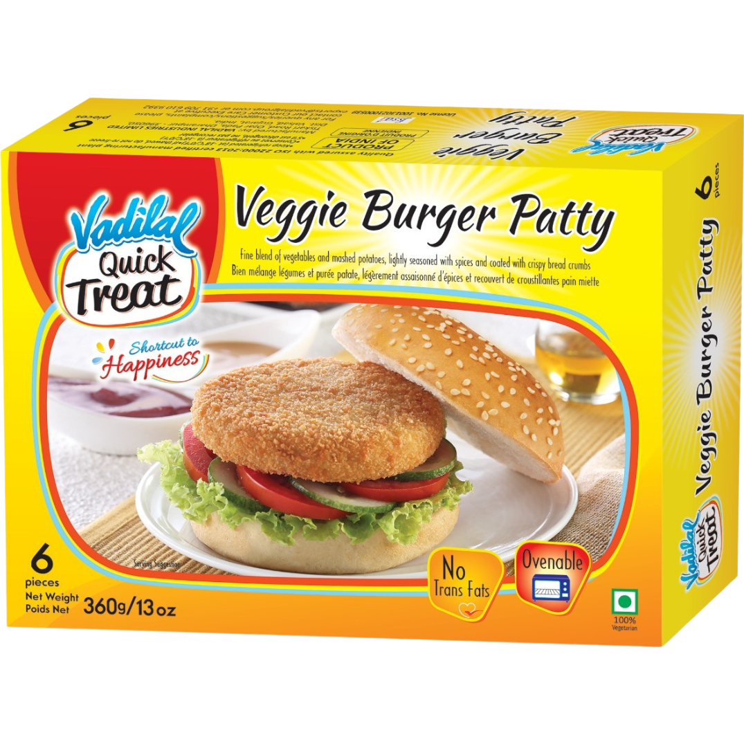 Vadilal Quick Treat Veggie Burger Patty 6 Pc - 12.7 Oz (360 Gm)