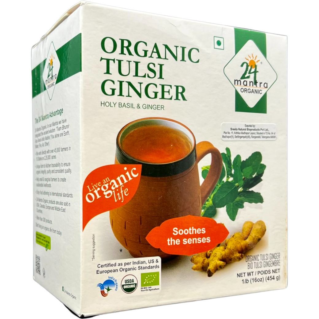 Case of 9 - 24 Mantra Organic Tulsi Ginger - 1 Lb (454 Gm)