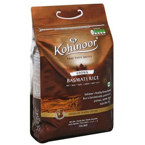Case of 4 - Kohinoor Brown Basmati Rice - 10 Lb (4.5 Kg)