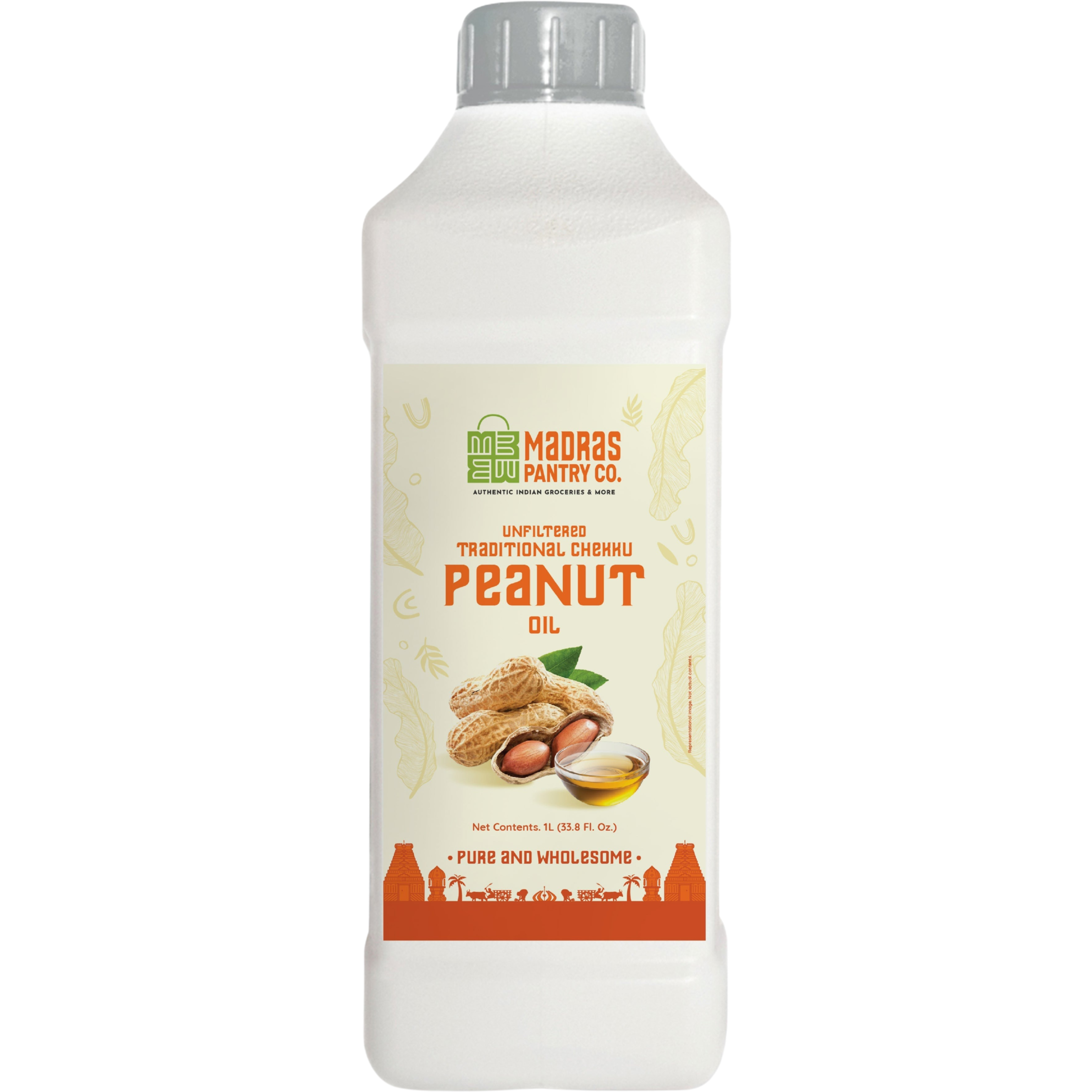 Case of 15 - Madras Pantry Unfiltered Chekku Peanut Oil - 1l (33.8 Fl Oz)