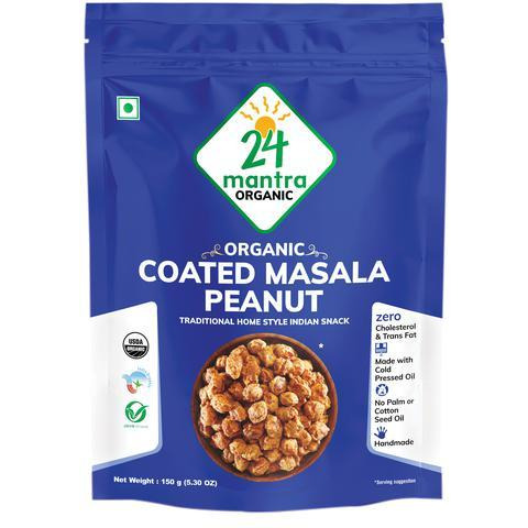 24 Mantra Organic Coated Masala Peanut - 150 Gm (5.30 Oz)