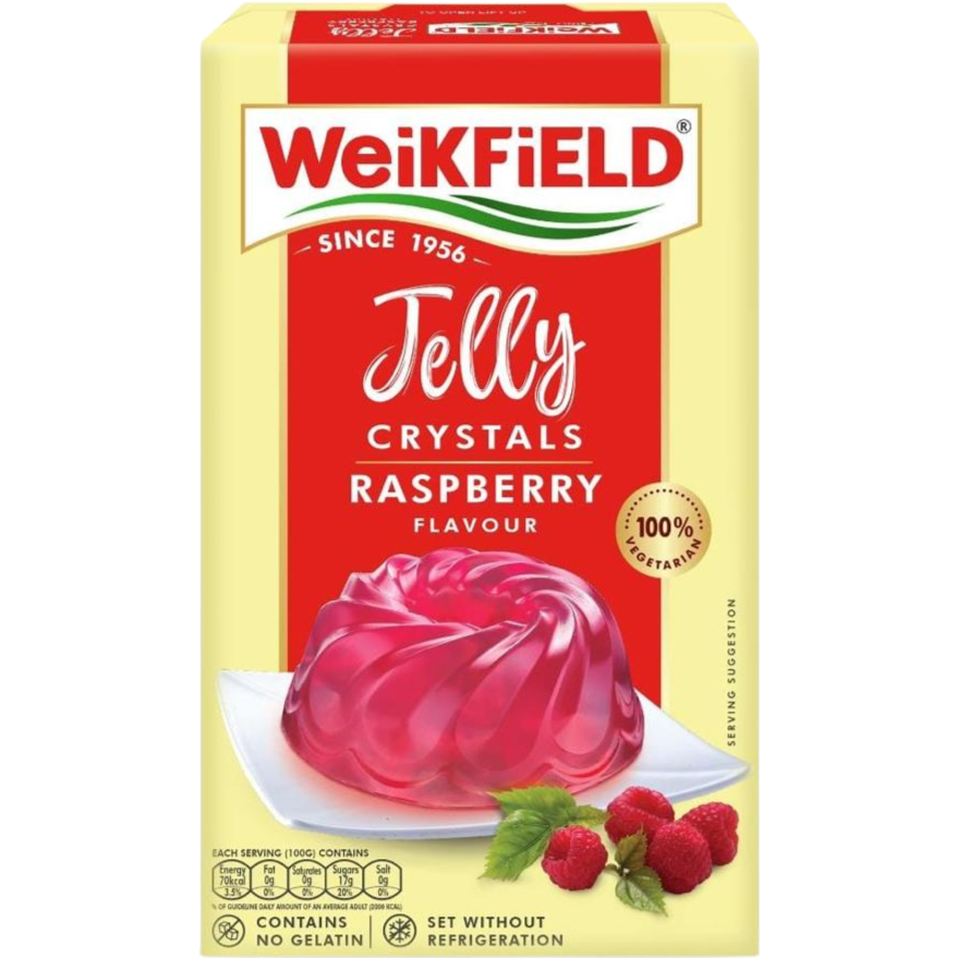 Case of 24 - Weikfield Jelly Crystals Raspberry - 90 Gm (3.14 Oz)