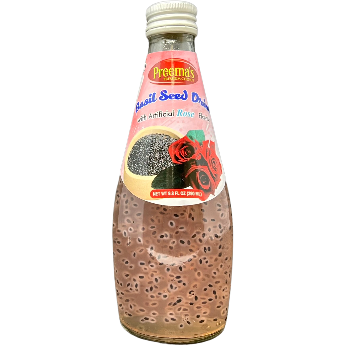 Preema's Basil Seed Drink Artificial Rose Flavor - 290 Ml (9.8 Fl Oz)