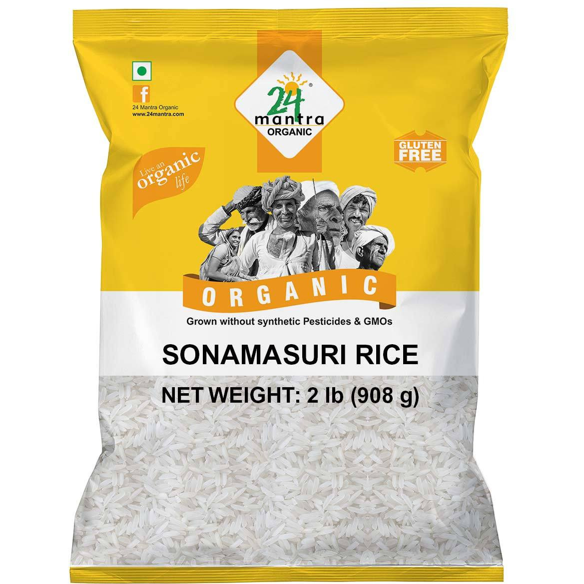 24 Mantra Organic Organic Sonamasuri Rice - 908 Gm (2 Lb)
