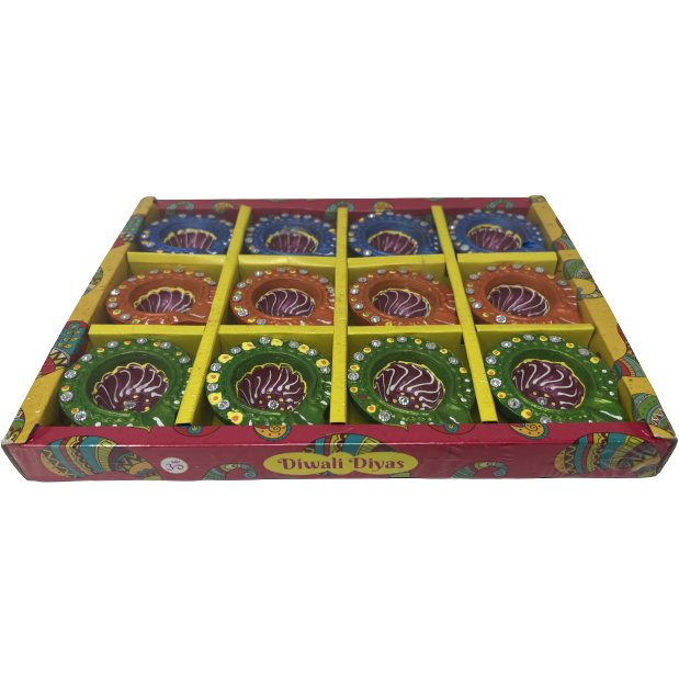 Case of 24 - Colored Diya Without Wax - 12 Pc