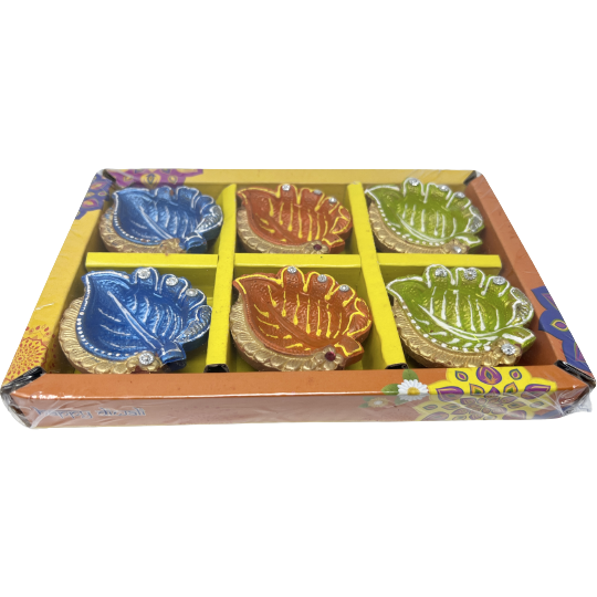 Colored Paan Diya Small - 6 Pc