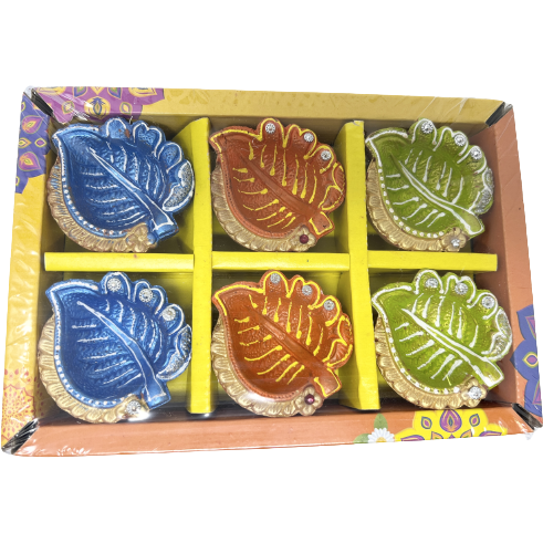 Colored Paan Diya Small - 6 Pc