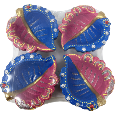Multicolored Diya Without Wax - 4 Pc