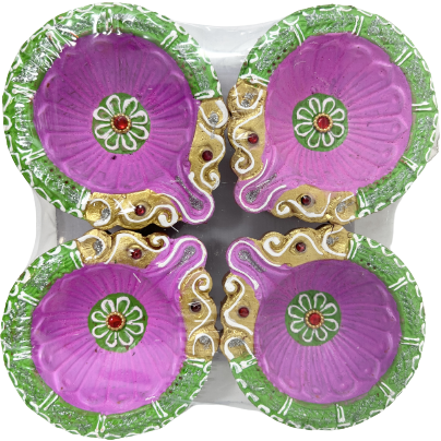 Multicolored Diya Without Wax - 4 Pc