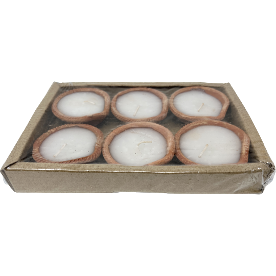 Plain Clay Diya With Wax - 6 Pc
