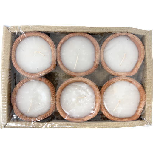 Plain Clay Diya With Wax - 6 Pc
