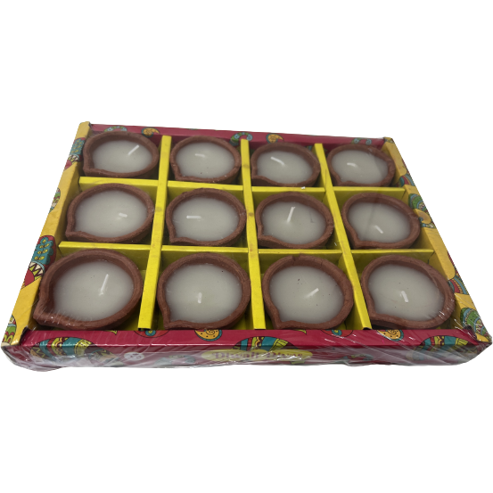 Ekvat Plain Diya With Wax - 12 Pc