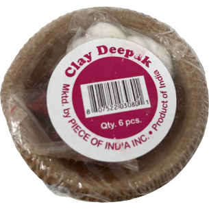 Clay Diya Plain With Wick - 6 Pc
