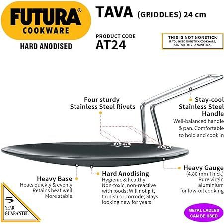 Futura Hard Anodised Tava Griddle 24 Cm - 1 Pc