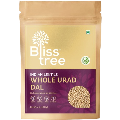 Bliss Tree Whole Urad Dal - 4 Lb (1.81 KKg)