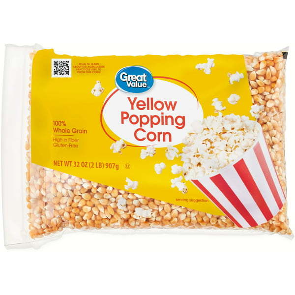 Case of 6 - Great Value Yellow Popping Corn -2 Lb (907 Gm)