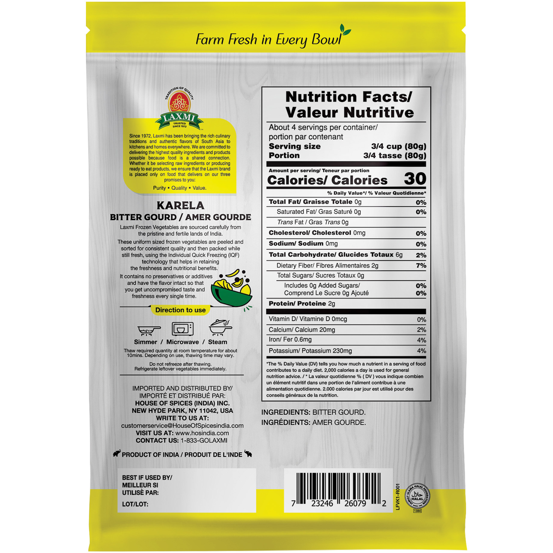 Laxmi Frozen Karela - 300 Gm (10.58 Oz)