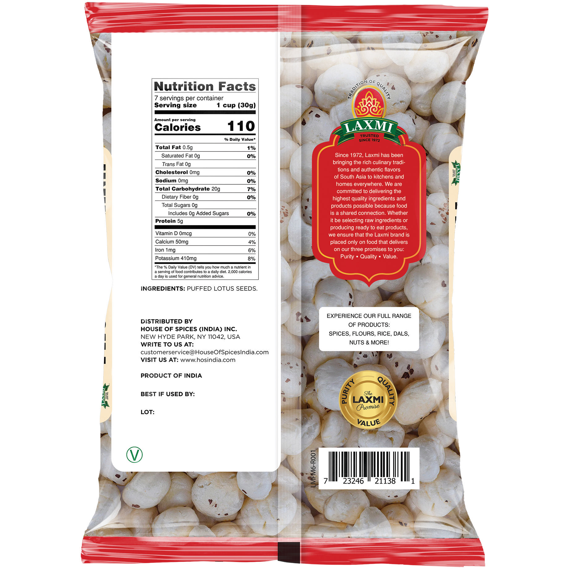 Laxmi Phool Makhana Puffed Lotus Seeds - 200 Gm (7 Oz)