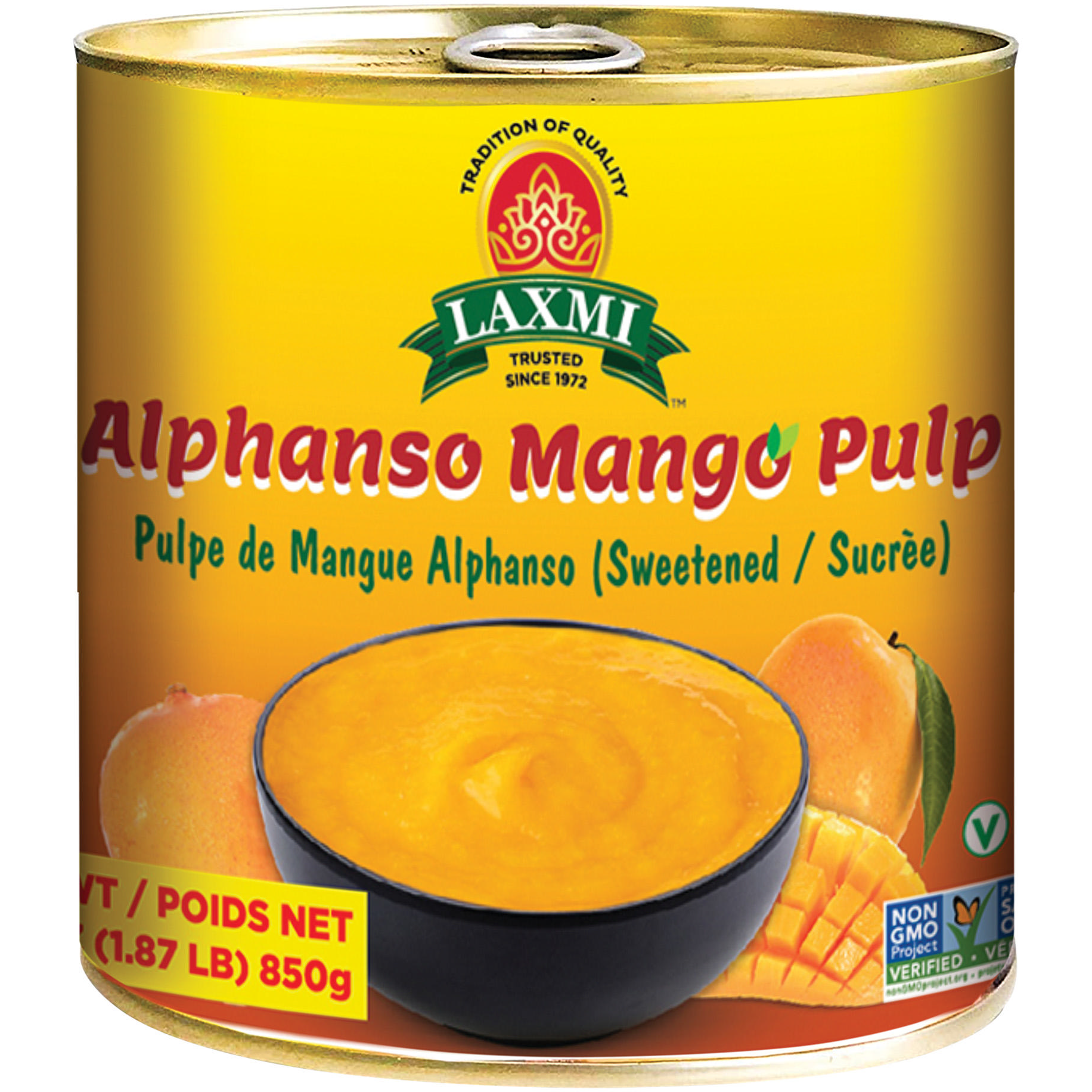 Laxmi Alphonso Mango Pulp - 850 Gm (1.87 Lb)
