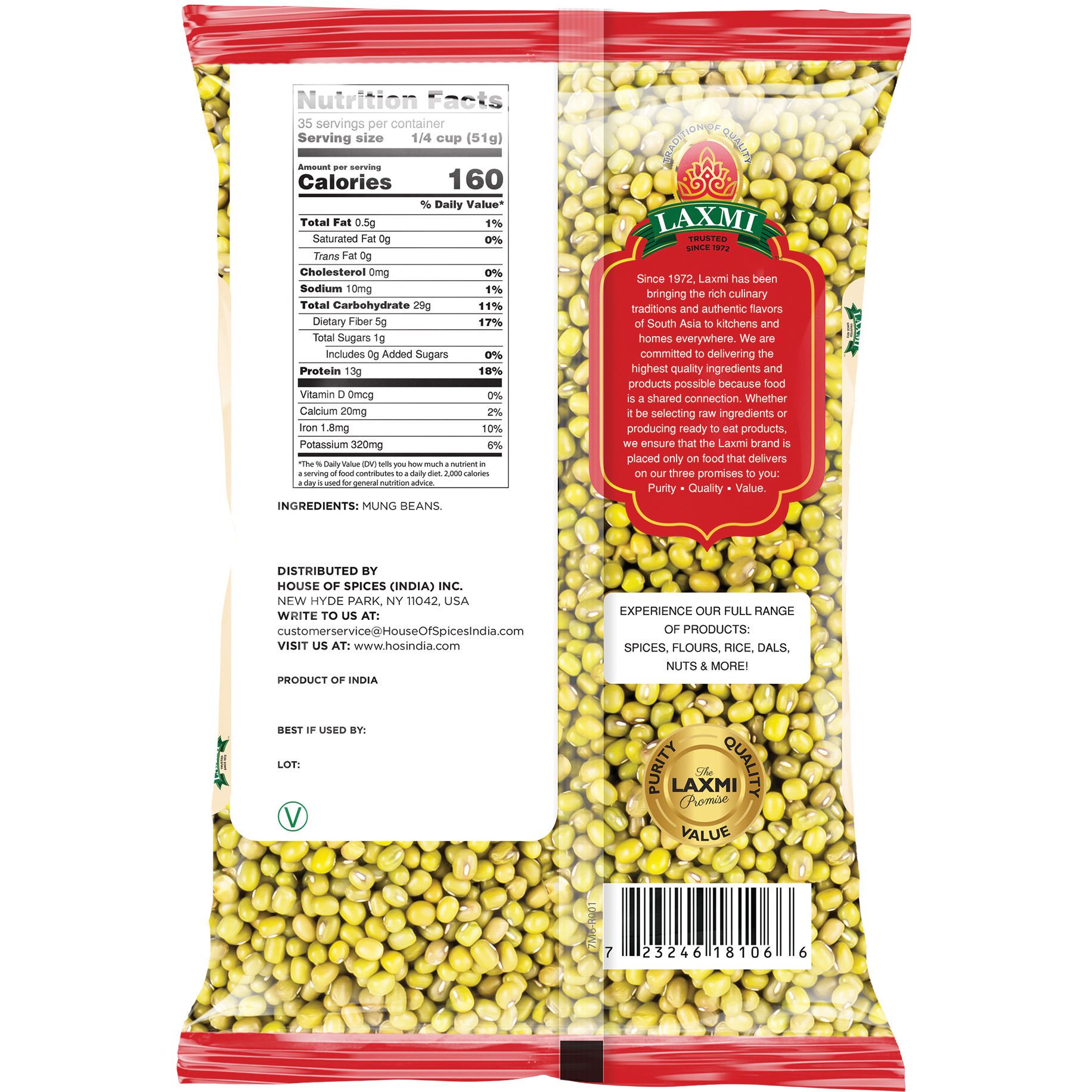 Laxmi Whole Moong Small - 4 Lb (1.81 Kg)