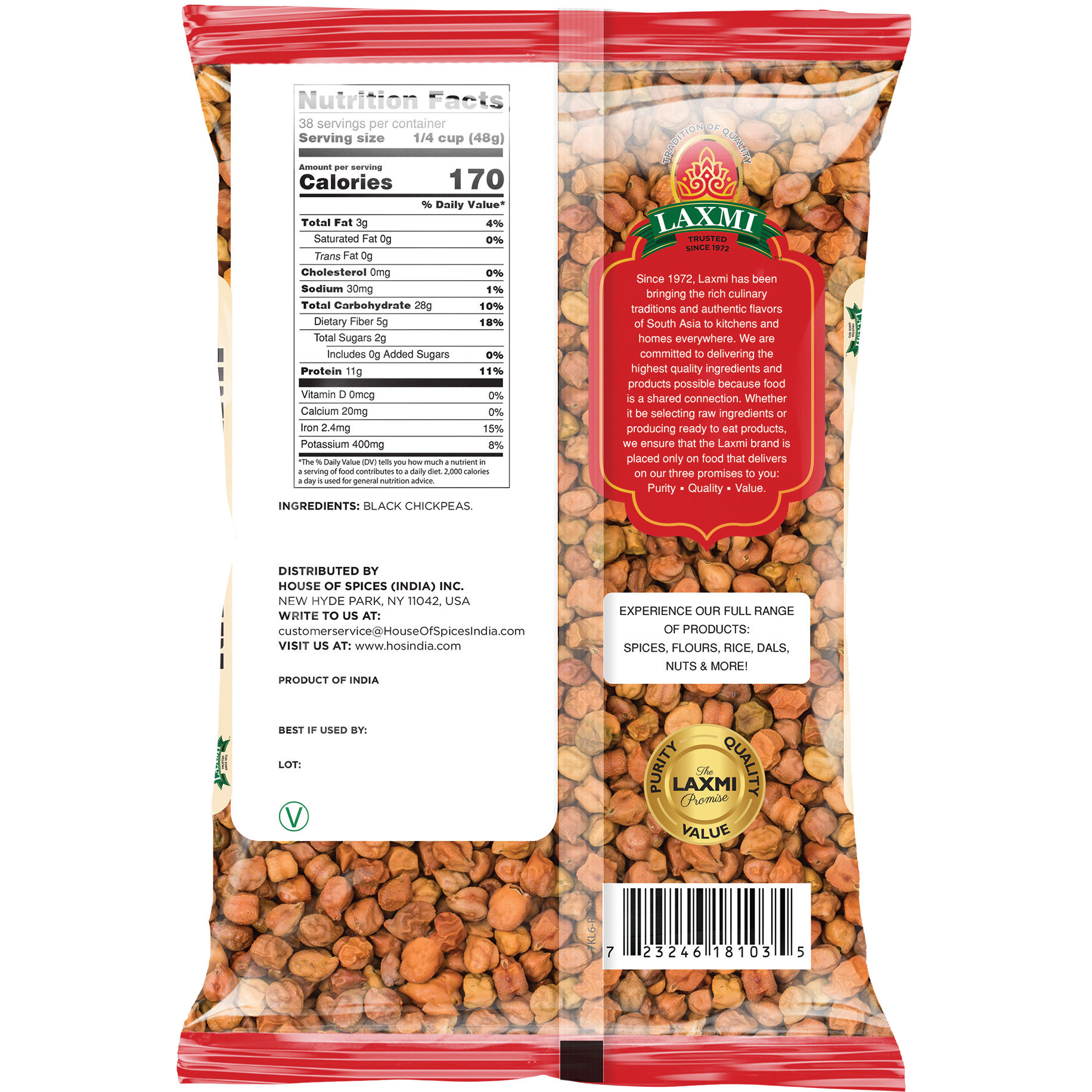 Laxmi Kala Chana Black Chickpeas - 4 Lb (1.81 Kg)