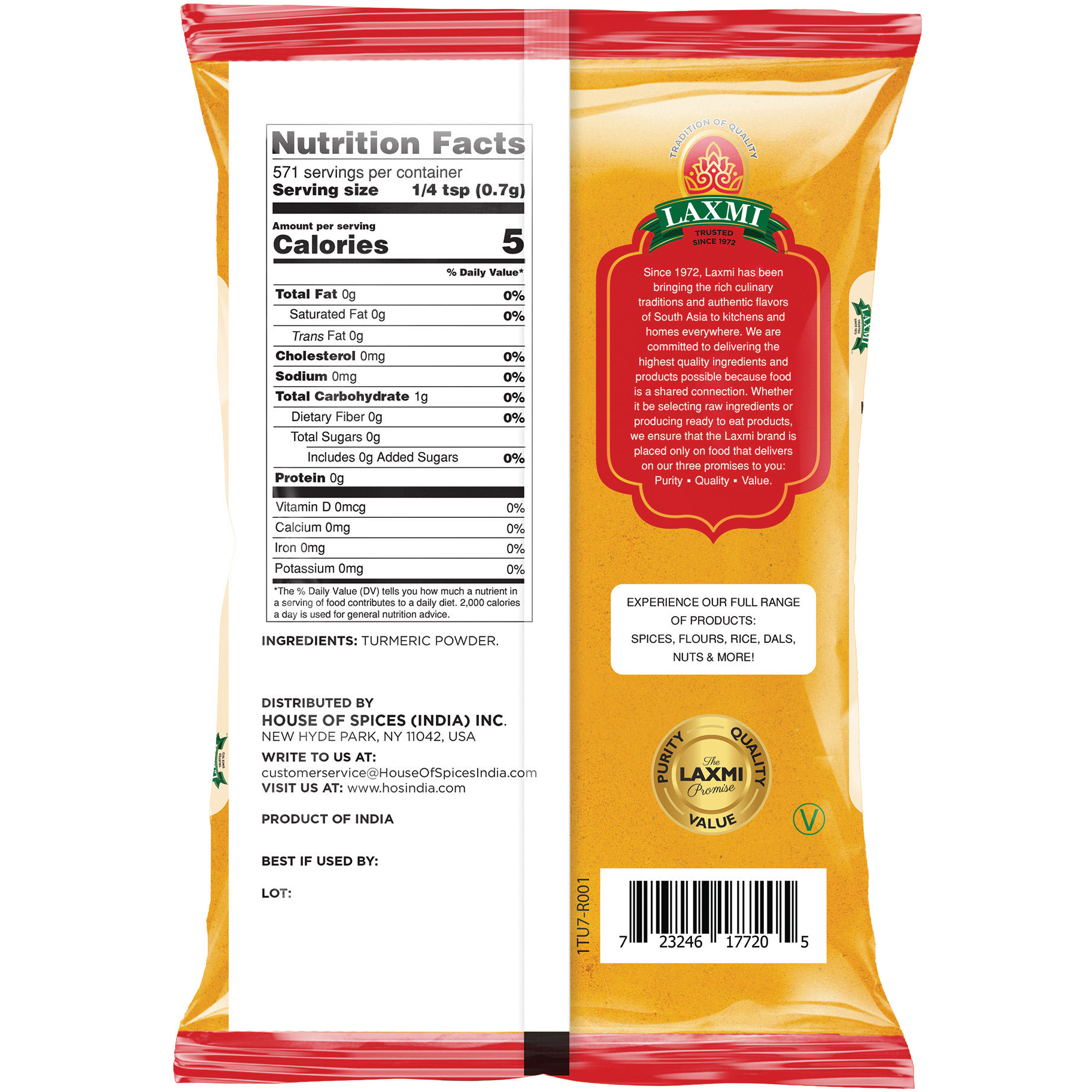 Laxmi Turmeric Powder - 400 Gm (14 Oz)
