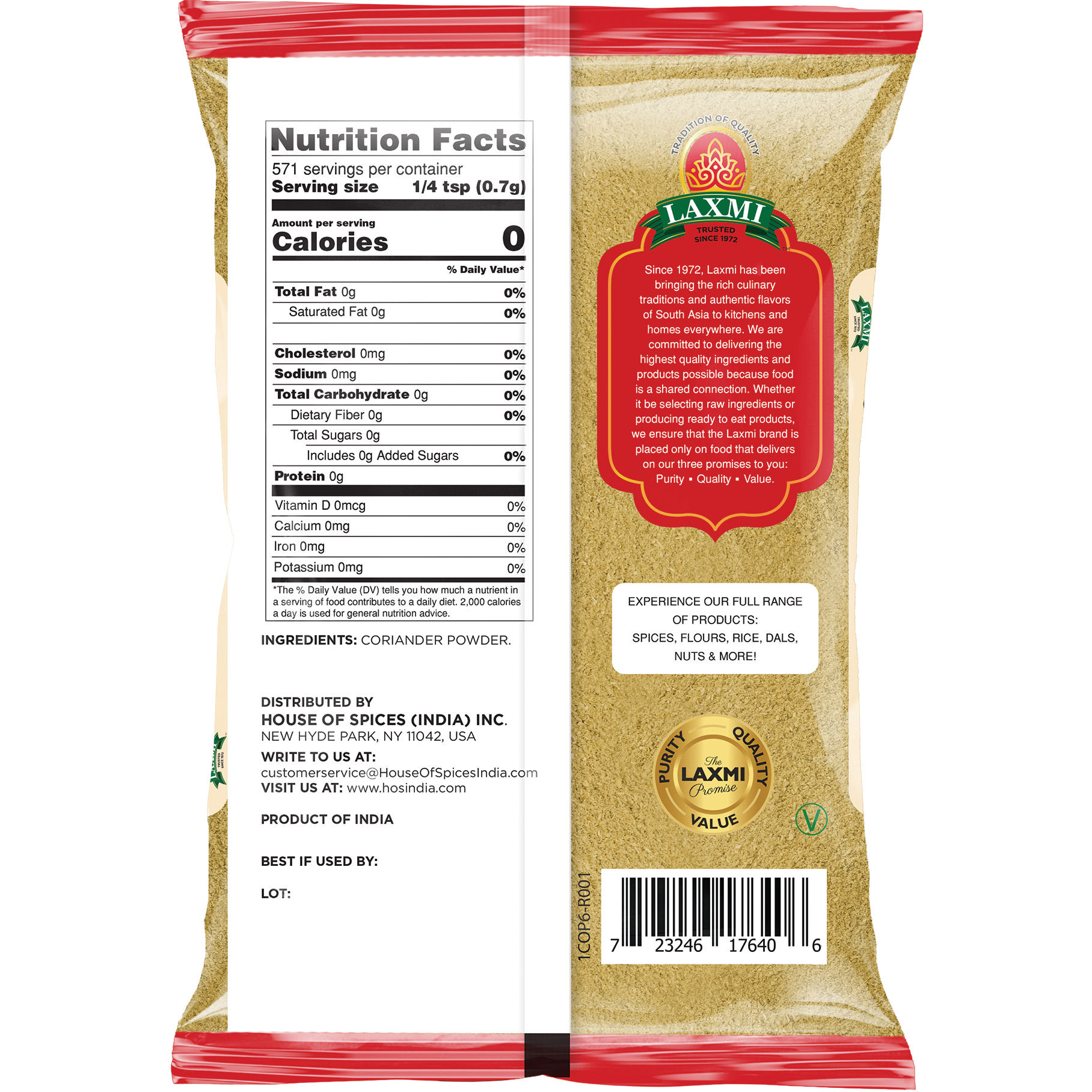 Laxmi Coriander Powder - 14 Oz (400 Gm)