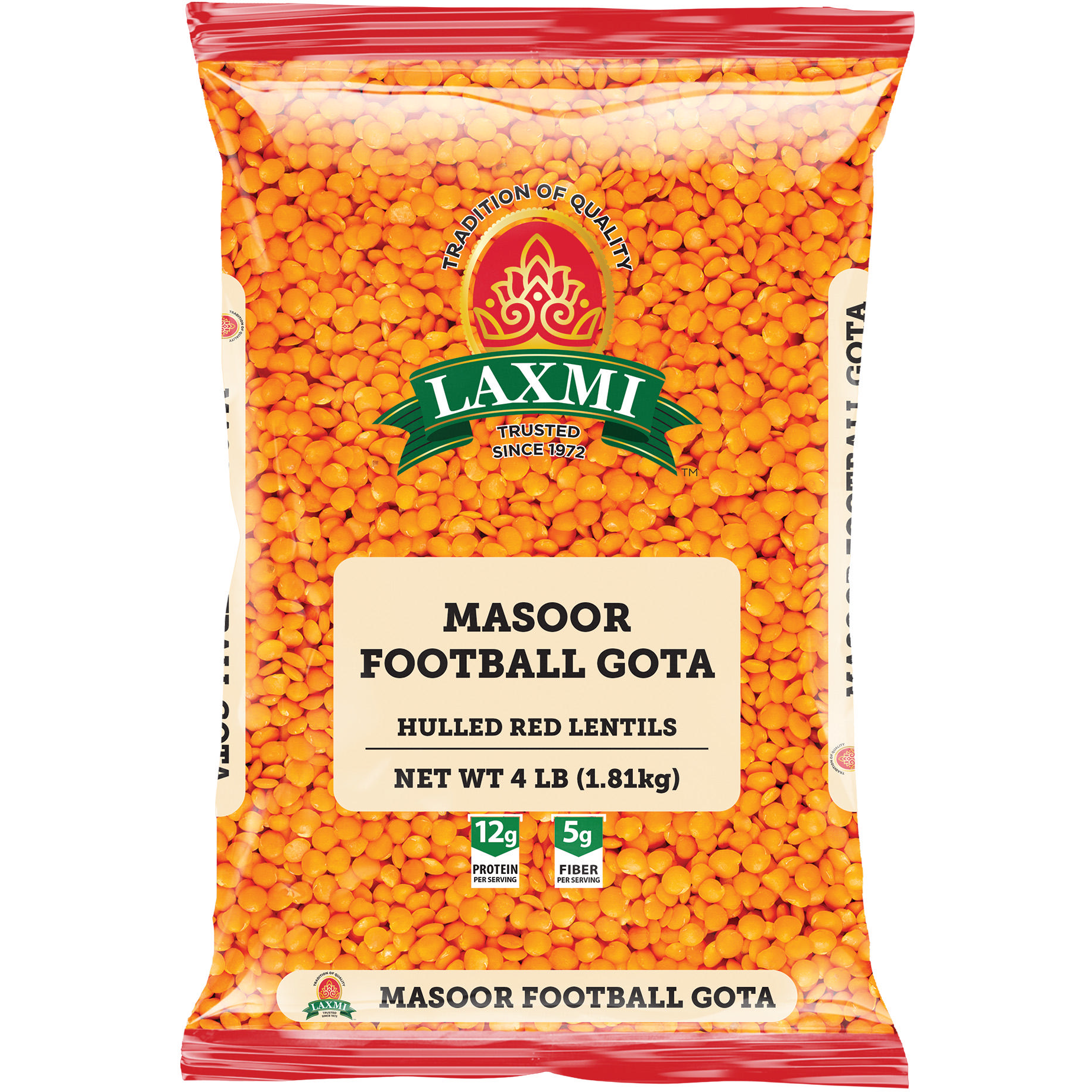 Laxmi Football Gota Hulled Red Lentils - 4 Lb (1.81 Kg)