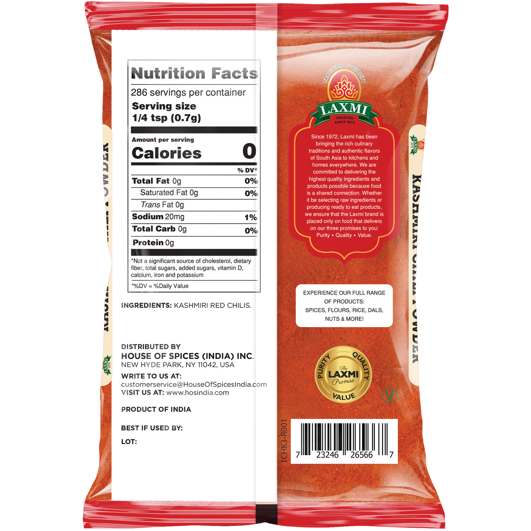 Laxmi Kashmiri Chili Powder - 200 Gm (7 Oz)