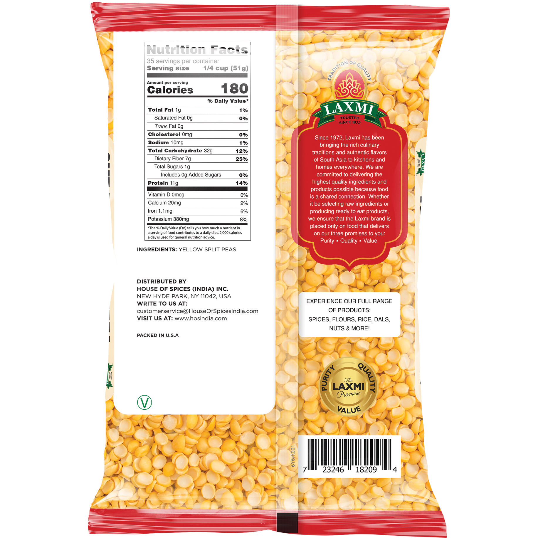 Laxmi Yellow Split Peas - 4 Lb (1.81 Kg)