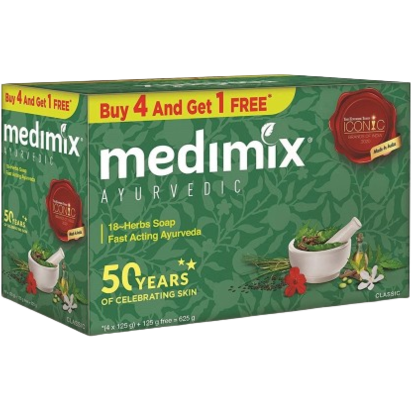 Case of 1 - Medimix Ayurvedic Soap 4 Plus 1 Free Pack - 750 Gm (26.45 Oz)