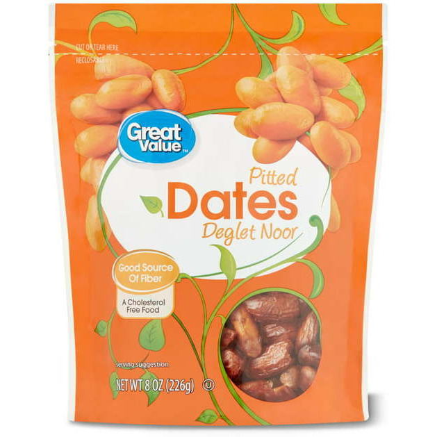 Case of 6 - Great Value Pitted Deglet Noor Dates - 8 Oz (226 Gm)