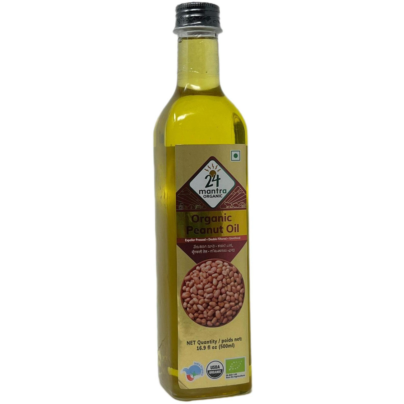 Case of 12 - 24 Mantra Organic Peanut Oil - 500 Ml (16.9 Fl Oz)