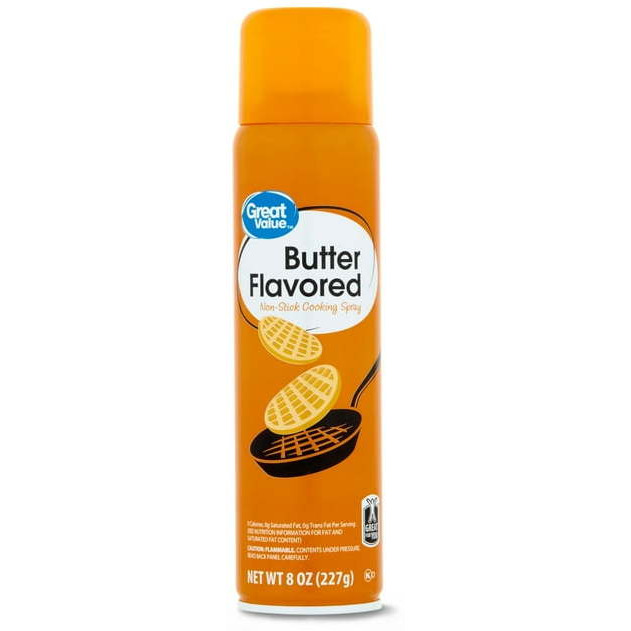 Case of 4 - Great Value Butter Flavored Cooking Spray - 8 Oz (227 Gm)